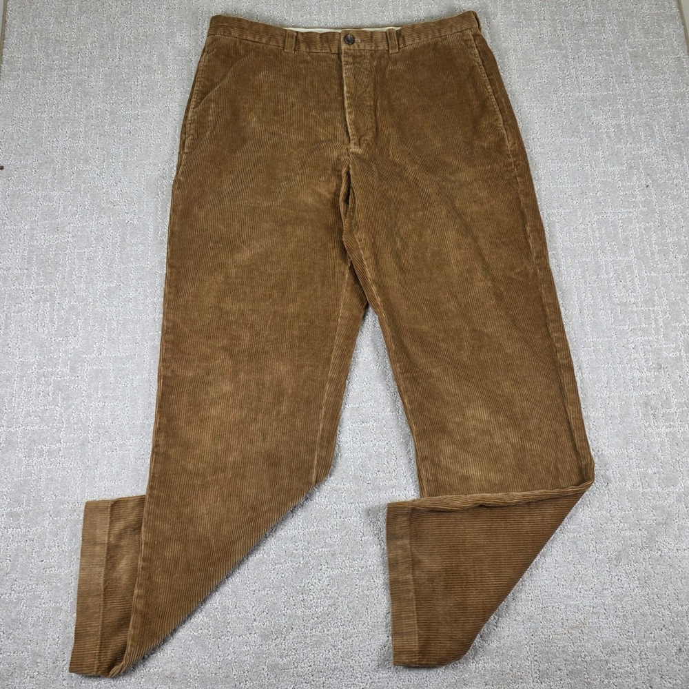 Brooks Brothers 346 Mens Corduroy Pants 38x32 Tan Brown Wide Wale Cotton *Read